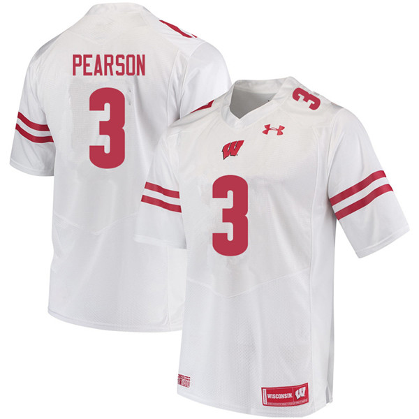 Wisconsin Badgers Men's #3 Reggie Pearson NCAA Under Armour Authentic White College Stitched Football Jersey YK40Y57RB